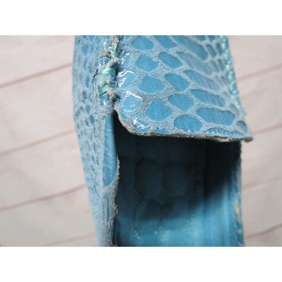 AJ Valenci Faux Snakeskin Wedge Leather Loafers Slip On Shoes Sz 8W - Picture 11 of 11